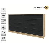 Kомод Тренд КТ-К197 (Дуб золотой ЛДСП/ Черный ЛМДФ) Ш1965 В1020 Г451